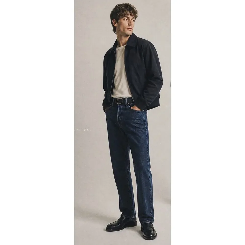 Abercrombie & Fitch High Rise 90s Straight Jean Dark Blue Size 31 Fits 35 NWT